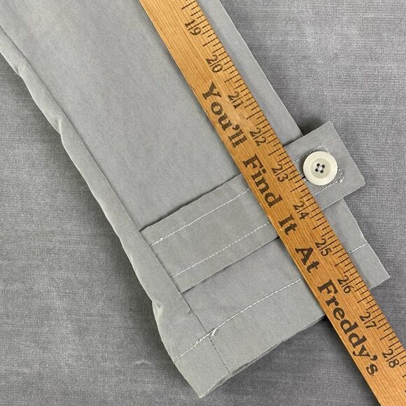 Theory Trench Coat PERKIN Mens Large Grey Long Military Style Nylon Blend Rain - Picture 15 of 15